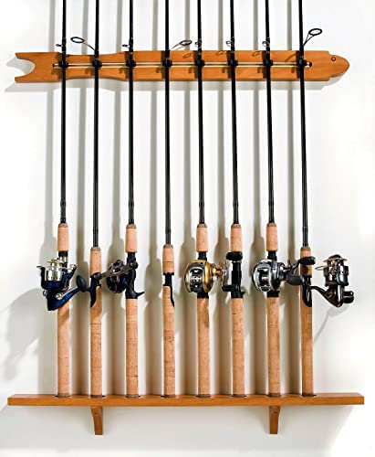 Old Cedar Outfitters Modulares Wandregal zur Aufbewahrung von Angelruten, für bis zu 8 Angelruten, Kiefern-Finish