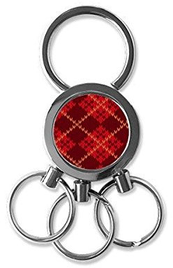 Rot Braun Tan dreifarbig Kreuz Viereck Knit Nordic Illustration Muster Metall Schlüsselanhänger Ring Auto Schlüsselanhänger Creative Schmuckkästchen Schlüsselanhänger Neuheit Best Charm Geschenk