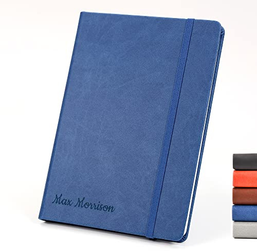 Personalisiertes Notizbuch A5 (Blau) ~ Notizblock mit Wunschgravur | Laser-graviertes Tagebuch Journal Individuell gestaltet ~ Originelle Geschenkidee zum Geburtstag, Jahrestag, Weihnachten