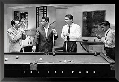 Buyartforless Gerahmtes Poster The Rat Pack Playing Pool, 91,4 x 61 cm, Musik-Kunstdruck