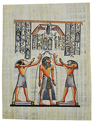 Satz von 3 originalen ägyptischen Papyri, handgefertigt in Ägypten. Jeder misst etwa 33x43 cm
