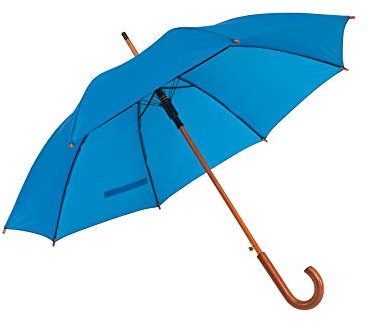 noTrash2003 Automatik Regenschirm Holzschirm Stockschirm Portierschirm mit gebogenem Rundhaken Holzgriff in 103 cm Durchmesser (Royalblau)