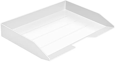 Acrimet Stapelbare Briefablage im Querformat, Büro-Organizer für Papier und Dokumente im A4-Format, Robuster Kunststoff (Farbe weiß) (1 Stück)