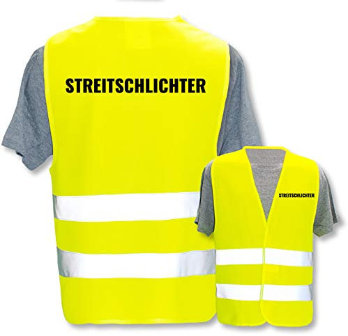 PixiPrints: Bedruckte Warnwesten mit ISO-Leuchtstreifen, Thema Kinder & Schule, Warnweste Begriffe: Streitschlichter, Farbe: Gelb, Größe: M/L