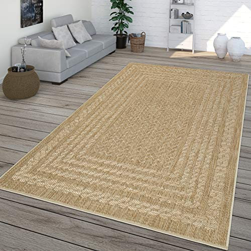 TT Home In- & Outdoor-Teppich, Flachgewebe Mit Skandi-Design Und Sisal-Optik In Beige, Größe:120x170 cm