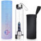 ChezMax Crystal Glass Water Bottle Energy Bottle Wellness Gem Water Bottle with Removable Natural Crystal Center