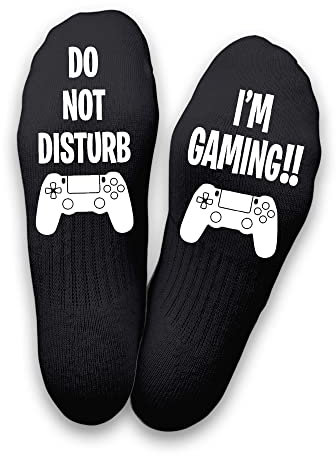 I'm Gaming, Do Not Disturb-Gaming-Socken, Fußballfan, PlayStation Socken, Weihnachtssocken, Geburtstagsgeschenk, Gamer, Strumpffüller Gr. S, Schwarz