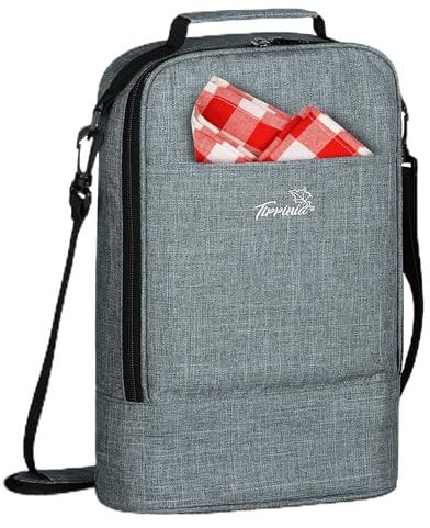 Kato Tirrinia Insulated 2 Bottle Wine Cooler Bag - Wine Cooler Tote Carrier for Picnic, Beach, Wine Lover Gift, Grey