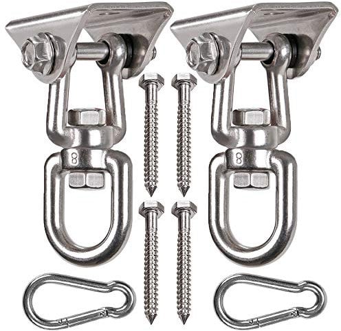 WAREMAID 2 Piezas 360° Girar Ganchos de Techo, Acero Inoxidable Anclaje para Pared Soporte Columpio, Colgador de Saco de Boxeo para Patio de Recreo, Gym,Cuerda,Hamaca Silla, Columpio de Yoga, 450kg