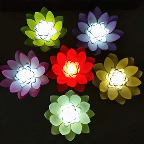 SOLUSTRE 4 Stück Lotus-Nachtlicht Hochzeitsdekoration hochzeits dekoration Lotuslicht Kerze Lotusblume Blumenpoollicht Blumen schwimmende Lichter Wanne LED falsche Seerose Laterne Lilie