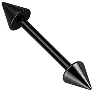 ile aux piercings Piercing de téton Double Spike Poitrine Barre de Bijou Sein Mamelon Titane Acier Noir Pointe pic