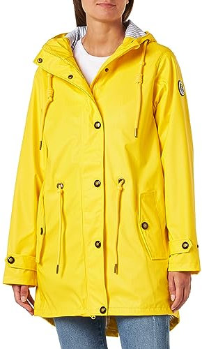 Deproc Active Damen Damen Friesennerz Regenmantel mit Kapuze Wasserdicht Wetterfest Windbreaker Übergangsjack Regenjacke, Gelb, 50 Große Größen EU