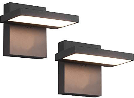 meineWunschleuchte 2er SET schwenkbare Außenwandleuchten aus Aluminium Anthrazit, Breite 15cm