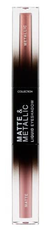 Collection Cosmetics Matte and Metallic Liquid Duo Eyeshadow, Highly Pigmented Soft Matte and Glitter Shades, Pink Skies and One Way Ticket