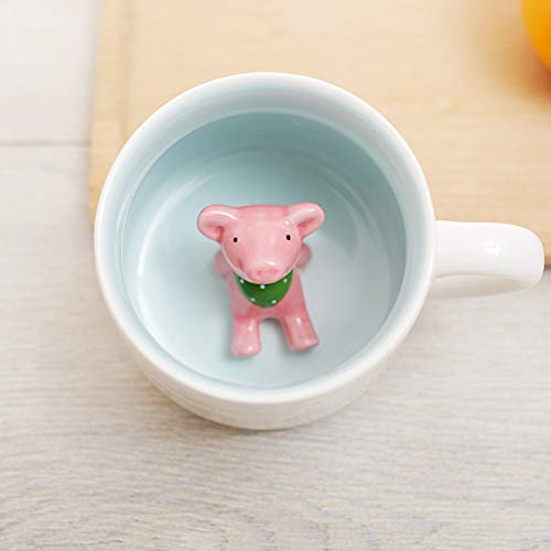 3D-Cartoon-Tier-Kaffeetasse mit Babyschwein im Inneren – Tierliebhaber, Teetassen für Frauen und Mädchen (Schweinchen)