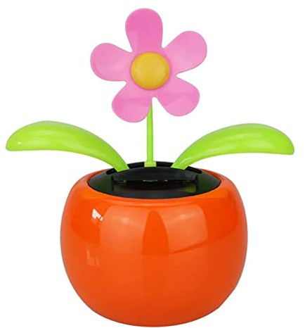 Anawakia Fiore solare oscillante a energia solare, per auto, balcone, fiore, fiore oscillante (arancione)