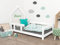 Benlemi Hausbet mit Rausfallschutz Links Seite POPPI 120x190 cm Weiß Bettenhaus mit Lattenrost/Rollrost aus Massivholz für Kinder- und Jugendzimmer Spielbett