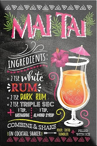 schilderkreis24 – Cocktail Rezept “Mai Tai“ Magnet Alkohol Spirituosen Deko Kühlschrankmagnet Humor Geschenkidee Geburtstag Weihnachten 9x6 cm