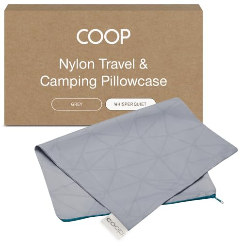 Coop Home Goods - Nylon Travel Pillow Case Cover - Waterproof Camping Pillow Protector, Small Pillow Case, Zippered Travel Pillow Cover, Travel Size Pillow Case, Washable Travel Pillowcase (Grey)
