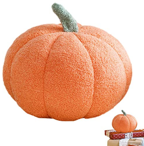 PW TOOLS Halloween-Kürbis-Plüsch-Kissen-Spielzeug, Flauschiges Kürbis-Kissen für Kinder, Plüsch-Spielzeug, flauschig gefüllter Kürbis, weiches dekoratives Überwurf-Kissen, Halloween-Kürbis