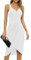 Missufe Cocktailkleid Elegant Kleider Partykleid Vintage Damen Rockabilly Bodycon Wickelkleid (Weiß, Groß)