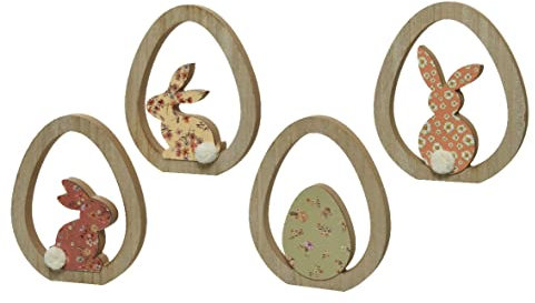 Ostereier Aufsteller 24cm x 1 Stück Sortiert Holz Osterhase Deko Eier Hase Osterdeko Tischdeko