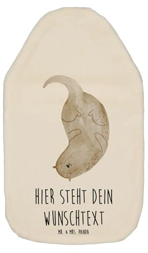 Mr. & Mrs. Panda Personalisierte Wärmflasche Otter Kopfüber - Personalisierte Geschenke, Wärmflaschenbezug mit Namen, Personalisierter