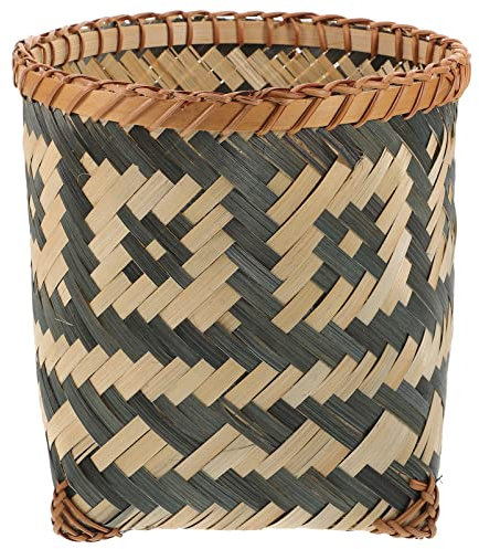 CLISPEED 1stk Mülleimer Aus Bambus Desktop-mülleimer Organisator Der Papieraufbewahrung Wäschekorb Büroorganisator Korb Aus Geflochtenem Seegras Geflochtener Kleiner Papierkorb Weben