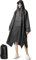 NUUR Regenponcho Herren Damen Unisex Regencape Regenmantel Regenjacke Wasserdicht Hiking Cycling Outdoor 3in1 Mehrzweck Wiederverwendbar Rain Poncho mit Kapuze Dunkelschwarz