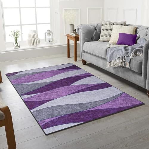 Modern Style Rug Wind Design Black Blue Purple Red Rugs Living Room Extra Large Size Soft Non Slip Short Pile Carpet Area Washable Rugs (Violet, 120 X 170 CM)