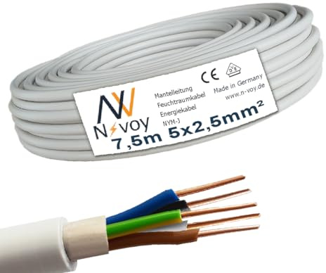NYM-J 5x2,5 mm² 7,5m Mantelleitung Installationskabel Stromkabel Kupfer Elektrokabel M158