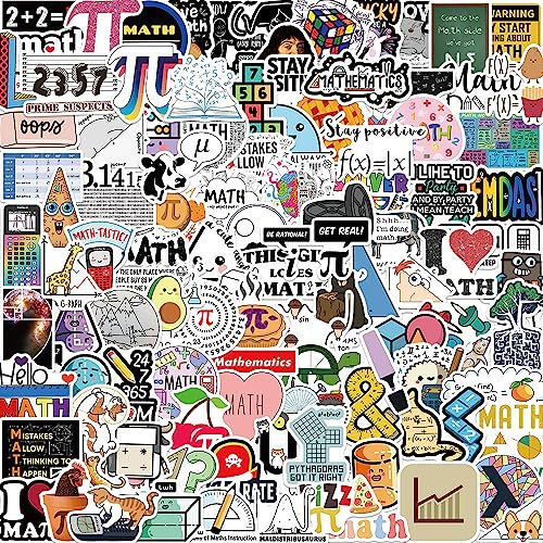 Bric Dodo 108 Stück Mathematische Wissenschaft Aufkleber Auto Laptop Telefon Gitarre Skateboard Motorrad Fahrrad Stickers Set Vinyl Wasserdicht Aesthetic Aufkleber für Jugendliche Kinder Erwachsene