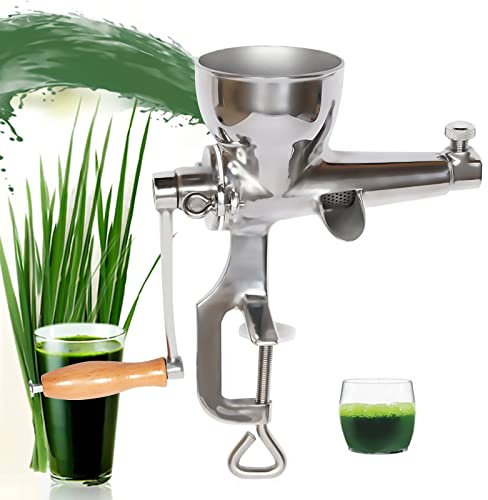 Cutycaty Extracteur de jus manuel - Presse-agrumes manuel - En acier inoxydable - Pour extraire le jus de l'herbe de blé - Légumes - Filtre rapide avec base à ventouse et pince de table