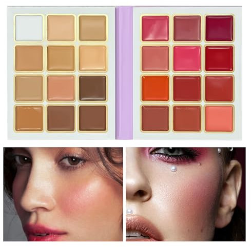 Palette di fard in crema - Palette di blush opachi per contorni e fard in 24 colori | di fard in crema, di fondotinta correttore Trucco impermeabile per le guance Anloximt