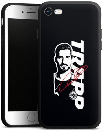Premium Silikon Hülle kompatibel mit Apple iPhone 8 Handyhülle schwarz Case Kevin Trapp Eintracht Frankfurt Offizielles Lizenzprodukt