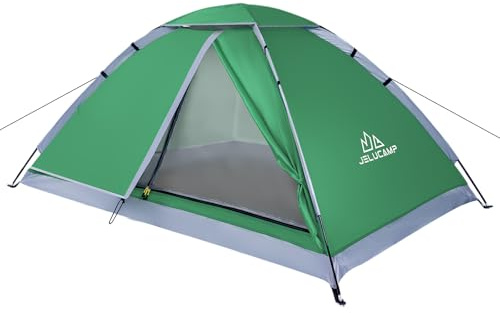 JELUCAMP 1/2 Personen Kuppelzelte für Camping, leichtes tragbares Rucksackzelt, klein, einfach aufzubauen, Outdoor, wasserdicht, Camping, Wandern, Zelt für Erwachsene, Marineblau