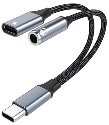 LINXINS Jack Headphone Charger 2 in 1 USB C to 3.5mm Adapter USB Type-C to 3.5mm Aux Audio Charger Adapter Splitter with PD 60W Fast Charging Compatible with iPhone 15 Series/iPad Pro/Samsung Series