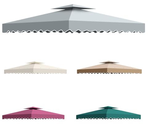 Toldo pergola Recambio 3x3m, Pergolas de Jardin Cubierta de Repuesto de Gazebo Pabellón Exteriores, Doble Niveles Carpas para Exteriores con Orificios de Drenaje y Ventilación