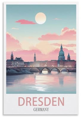 LNUYITR Dresden Deutschland Vintage-Reiseposter, 20 x 30 cm, Leinwand-Kunst-Poster und Wandkunst, Bilddrucke, modernes Heim-, Schlafzimmer-Dekor-Poster