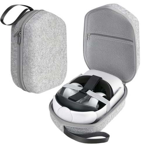 FiTspi Large Capacity Storage Hard Case Travel Carrying Bag VR Headset Accessories Compatible with Quest 2 VR Headset Touch Controller
