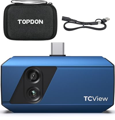 TOPDON TC001 Plus Wärmebildkamera Android, 512 x 384 IR hohe Auflösung mit 100W visueller Kamera, -20~550 °C, Professionelle Dual-Objektiv-Thermobildkamera für Elektrik, HVAC-Inspektion, Hauswartung