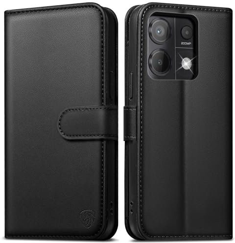 EASDNB Handyhülle für Redmi Note 13 Pro 5G hülle [Mit 1 Stück Panzer Schutz Glas][Kartenfächer][RFID Blocker][Standfunktion] Klapphülle für Redmi Note 13 Pro 5G Stoßfeste Schutzhülle,Schwarz