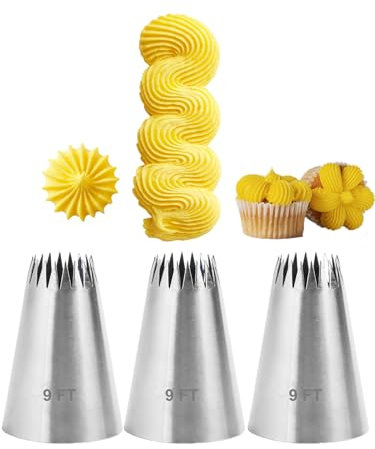Lot de 3 douilles à douille pour churros, extra larges en forme d'étoile ouverte pour éclairs, gâteaux, cupcakes, biscuits et plus encore