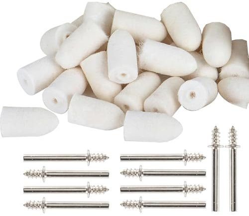 Yesallwas 60 Pcs 10mm Wool Polishing bits - 10 Screw Mandrel 1/8'' Shank Felt Polishing Tips fits Dremel Rotary Tools