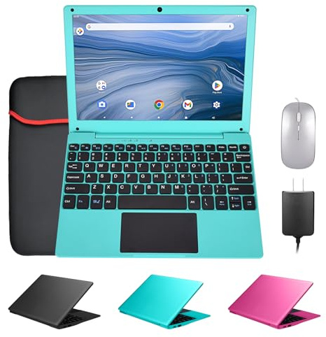 ZHAOHUIXIN Mini 10.1 inch Android 12 Laptop Computer, Portable Small Netbook Computer with Allwinner A133 CPU Android 12 OS 2GB RAM 64GB EMMC HD IPS Screen 1280x800 Pixel 0.3MP Camera (Blue)