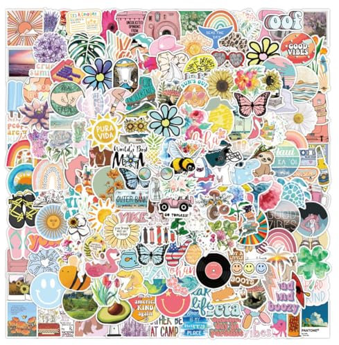 Ptyism 200 Stück Sticker Aesthetic,Vsco Stücke Aufkleber丨Wasserfeste Aufkleber,Wasserdicht Vinyl Stickers Vinyl Sticker set Für Sticker Laptop,Sammelalbum,Gitarre,Tasse,Wasserflasche,Mobiltelefon usw