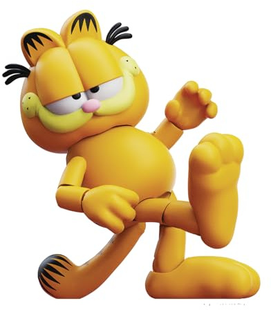 Boss Fight Studio Garfield die Katze Actionfigur – sehr bewegliche Sammelfigur mit Tablett aus Lasagne, Teddybär-Pooky und austauschbarem Ausdruck