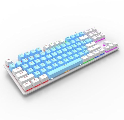 Teclado mecánico de 5 colores, LED, multimodo, retroiluminado, teclado mecánico para juegos, 87 teclas, interruptor marrón, antifantasma, USB, con cable, teclado de computadora para laptop, PC, gamer