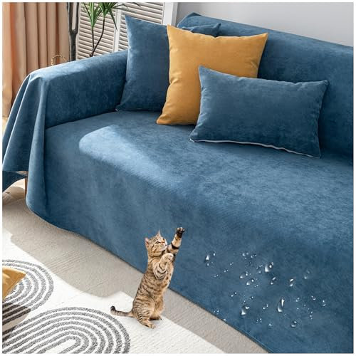 ZGDDPZA Wasserdichter Chenille-Sofaüberwurf für L-Form und Ecksofa