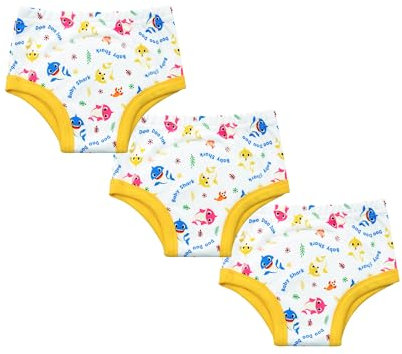 Baby Shark Potty Training Pants Boys Girls Reusable Training Underwear Yellow 100% Cotton Waterproof Toddler Pants Iconic Character Design 3 Pack (M (2-3 Years), 3, count)